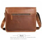 Brown men's messenger bag, zip pocket