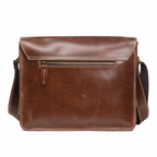 Dark brown men's messenger bag, interior view