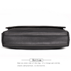 Black men's messenger bag, flat lay