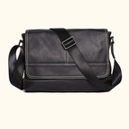 Vintage black men's leather messenger bag