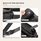 Black men's messenger bag, back view