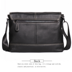 Black men's messenger bag, leather grain