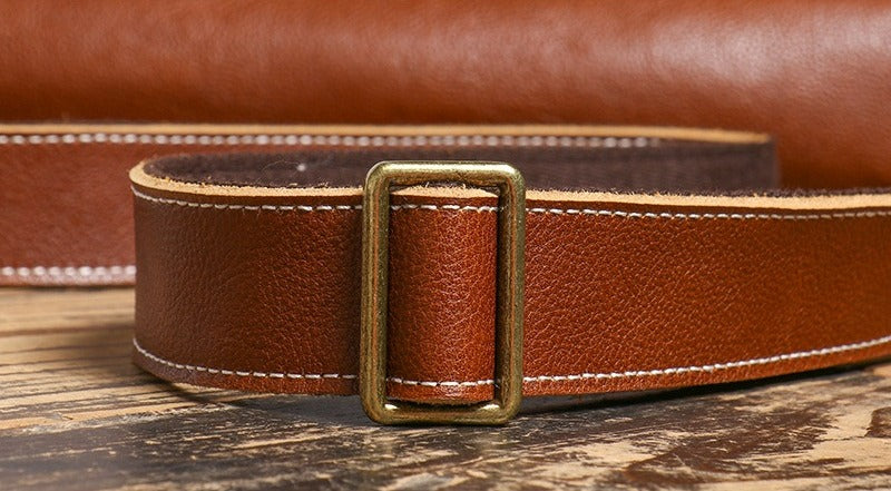 Brown men's messenger bag, tablet in front pocket