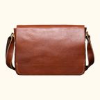 Vintage brown men's leather messenger bag