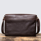 Dark brown men's messenger bag, another angle