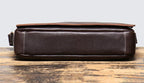 Dark brown men's messenger bag, bottom view