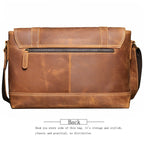 Man wearing the brown leather messenger bag