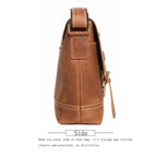 Brown men's messenger bag, back view