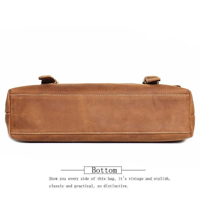Brown men's messenger bag, leather grain