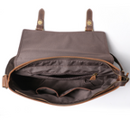 Dark brown men's messenger bag, leather grain