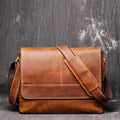 Brown men's messenger bag, zip pocket