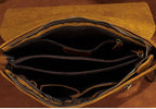 Brown men's messenger bag, interior view