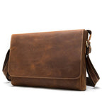Brown men's messenger bag, another angle