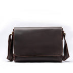 Vintage dark brown men's leather messenger bag