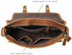 Brown men's messenger bag, flat lay