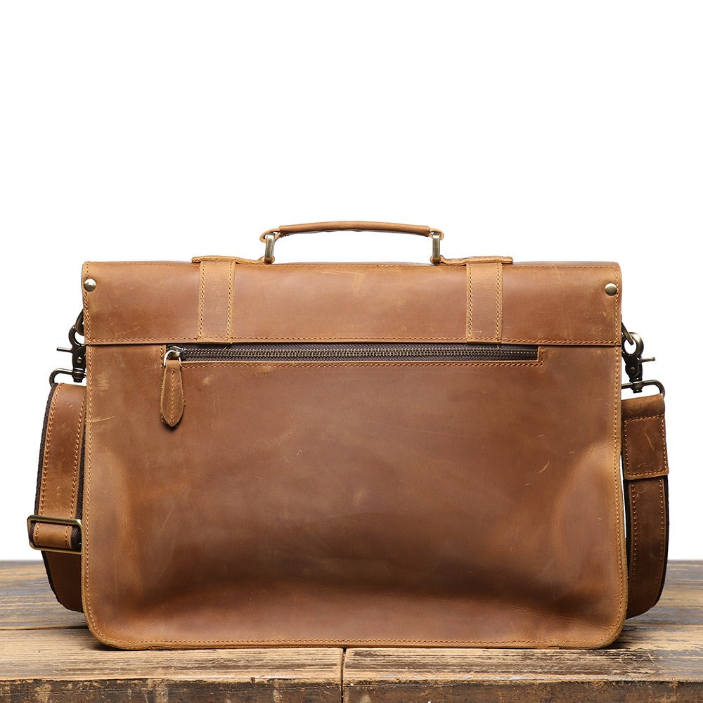 Brown men's office bag, interior view