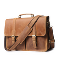Brown men's office bag, handle detail