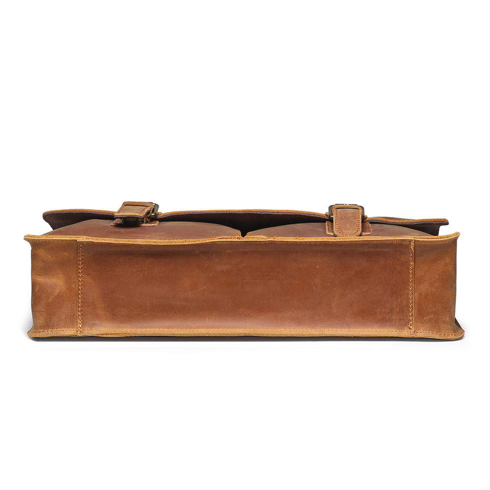 Brown men's office bag, buckle detail