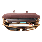 Brown men's office bag, pen holder detail