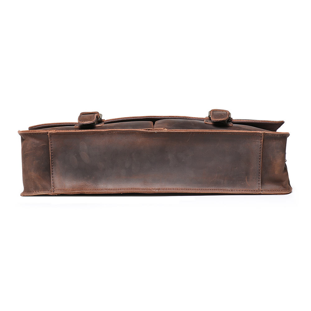 Dark brown men's office bag, side view