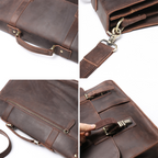 Dark brown men's office bag, hardware detail