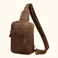Vintage brown men's leather one-shoulder bag