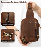 Brown men's one-shoulder bag, flat lay