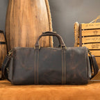 Brown-black men's overnight bag, front view
