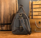 Brown-black men's overnight bag, interior view