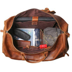 Brown men's oversized duffle bag, back view
