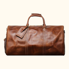 Vintage brown men's leather oversized duffle bag