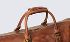 Brown men's oversized duffle bag, interior view