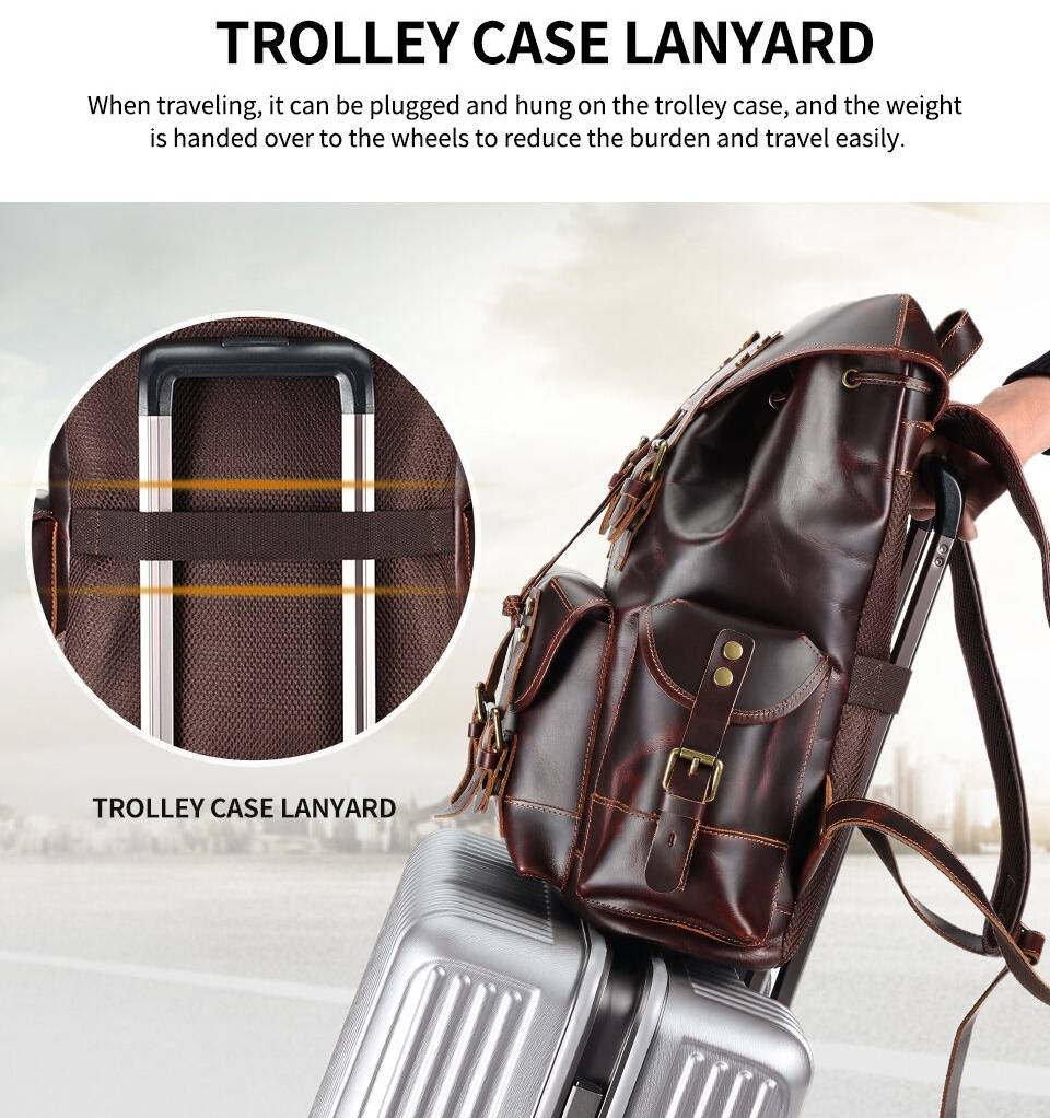 Leather rucksack, another angle