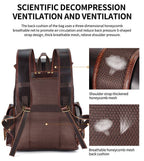 Leather rucksack, waxed leather grain