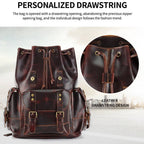 Leather rucksack, flat lay