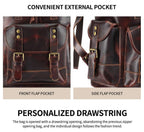 Leather rucksack, interior view