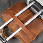 Brown men's satchel, another angle