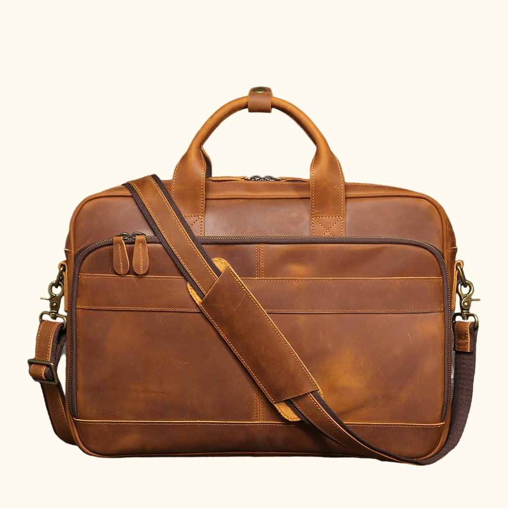 Vintage brown men's leather satchel