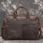 Dark brown men's satchel, interior view