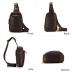 Dark brown men's sling chest bag, interior view