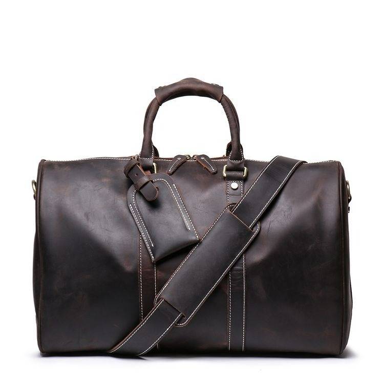 Vintage black men's leather small duffle bag