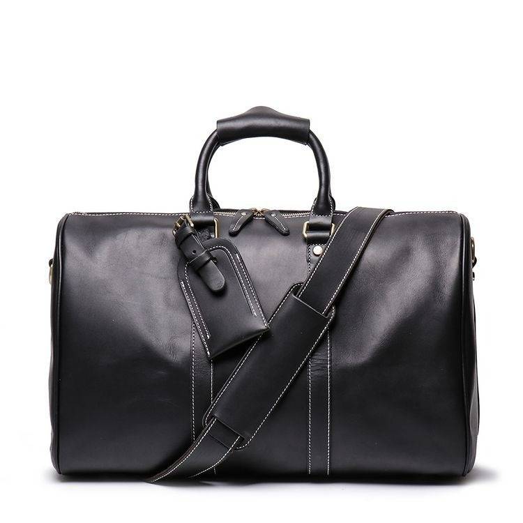 Black men's duffle bag, side view