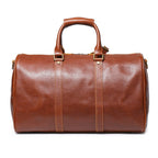 Brown men's duffle bag, side view