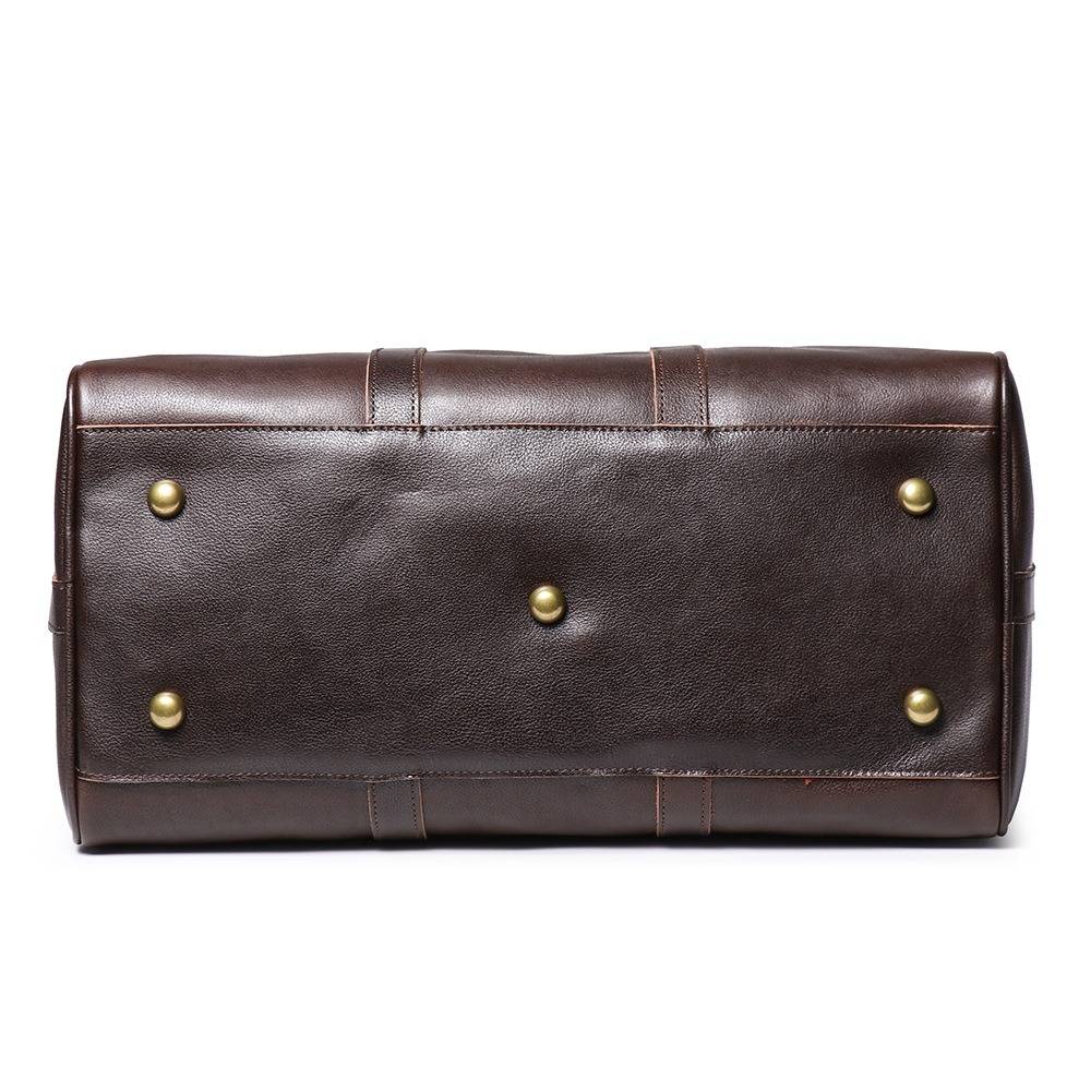 Dark brown men's duffle bag, interior view