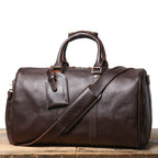 Dark brown men's duffle bag, leather grain