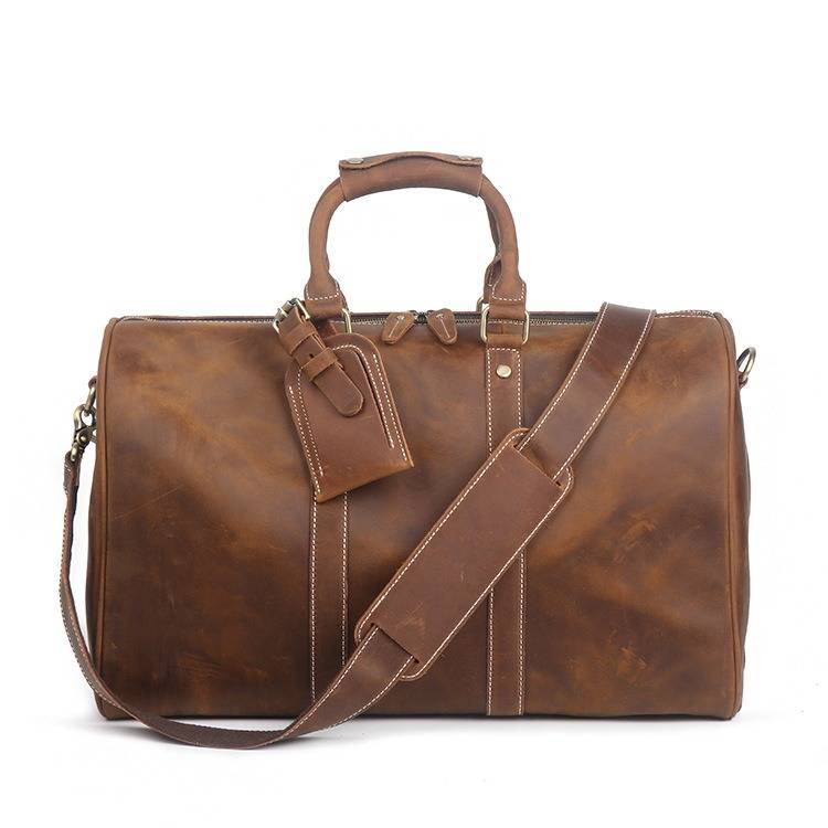Vintage brown men's small duffle bag