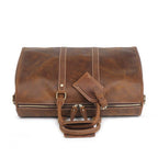 Vintage brown men's duffle bag, interior view