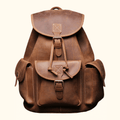 Vintage brown men's leather travel backpack