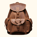 Vintage brown men's leather travel backpack