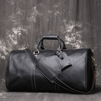 Vintage black men's leather travel bag